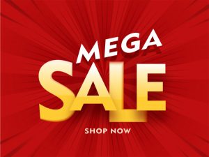 mega sale banner template design with sunburst 1302 19605