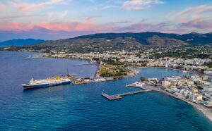 Port of Kos blue star aerial view
